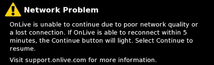 onlive uk network problem